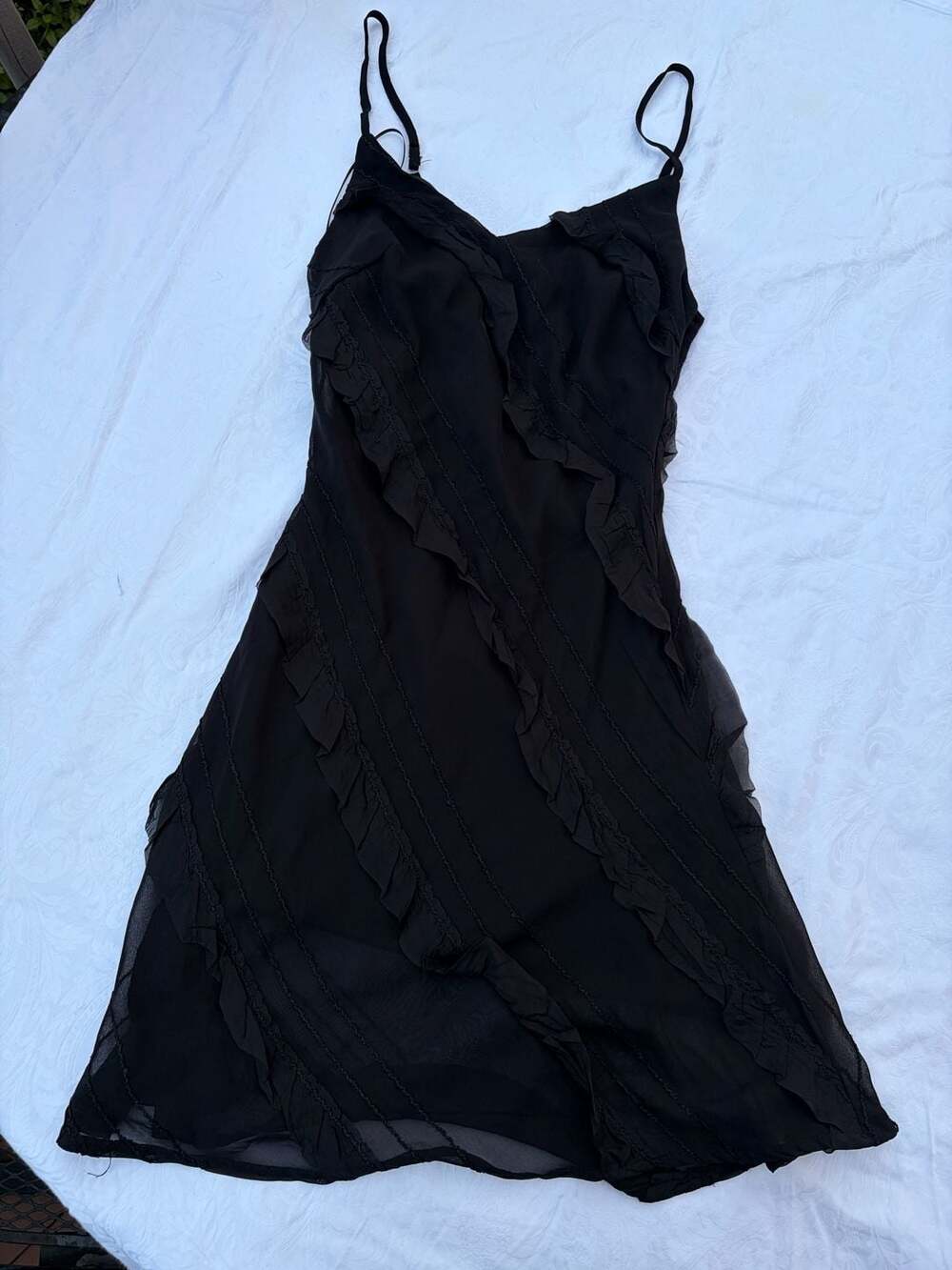 Princess Polly Lars Maxi Dress Size US 6 Black Ruffle Cami